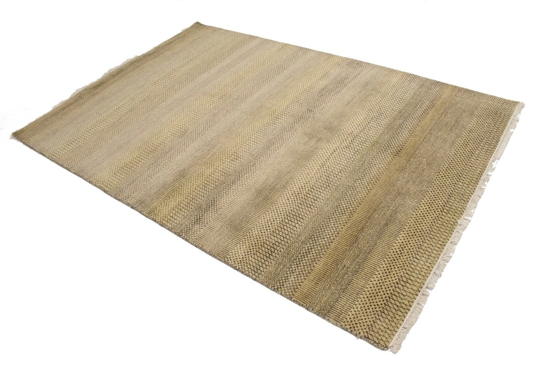 Brown & Beige Grass Design 5X8 Modern Oriental Rug - 5