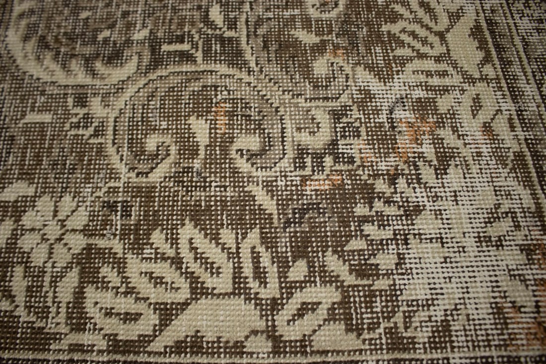 Traditional Floral Distressed 10X13 Muted Tabriz Persian Rug - 12