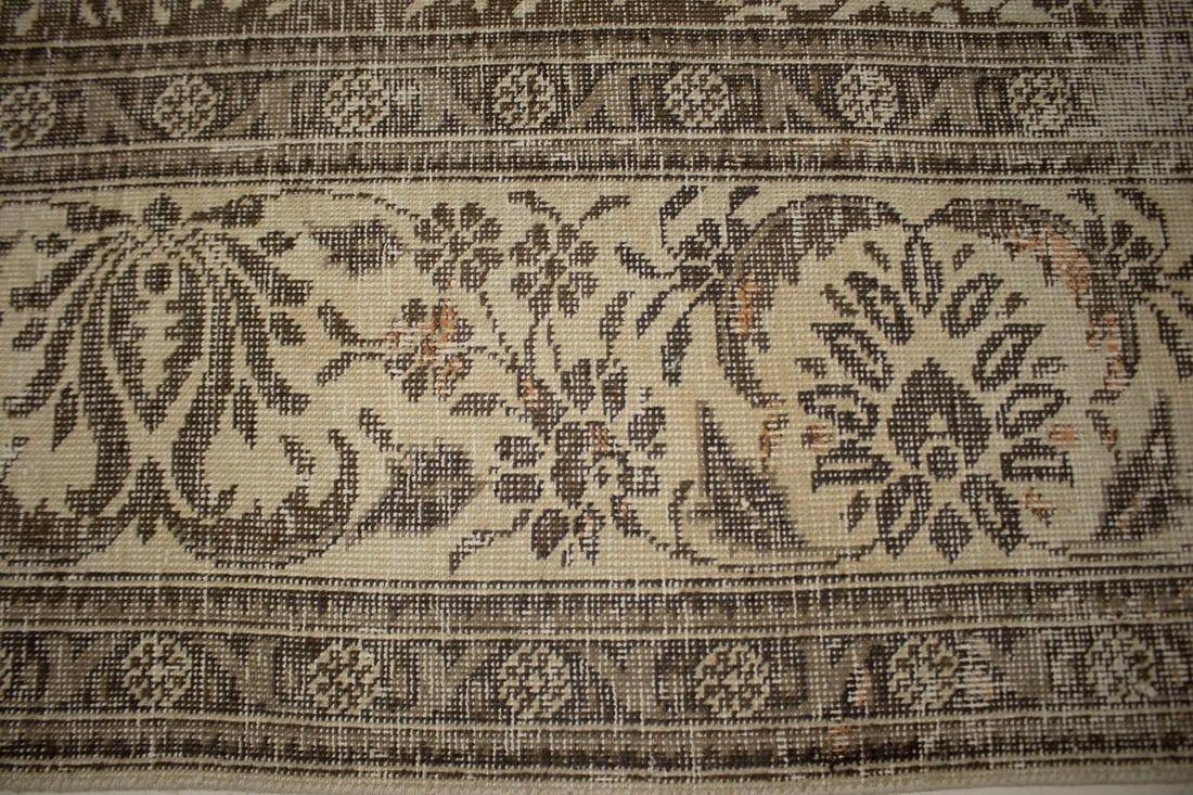 Traditional Floral Distressed 10X13 Muted Tabriz Persian Rug - 13