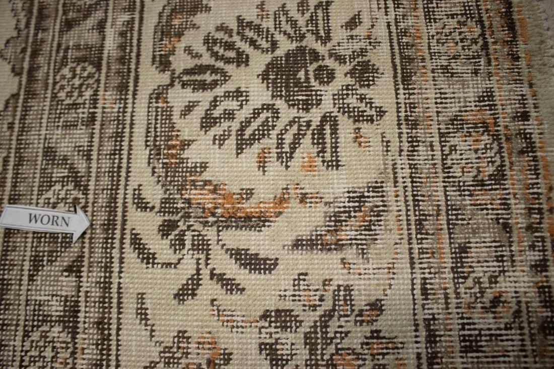 Traditional Floral Distressed 10X13 Muted Tabriz Persian Rug - 15