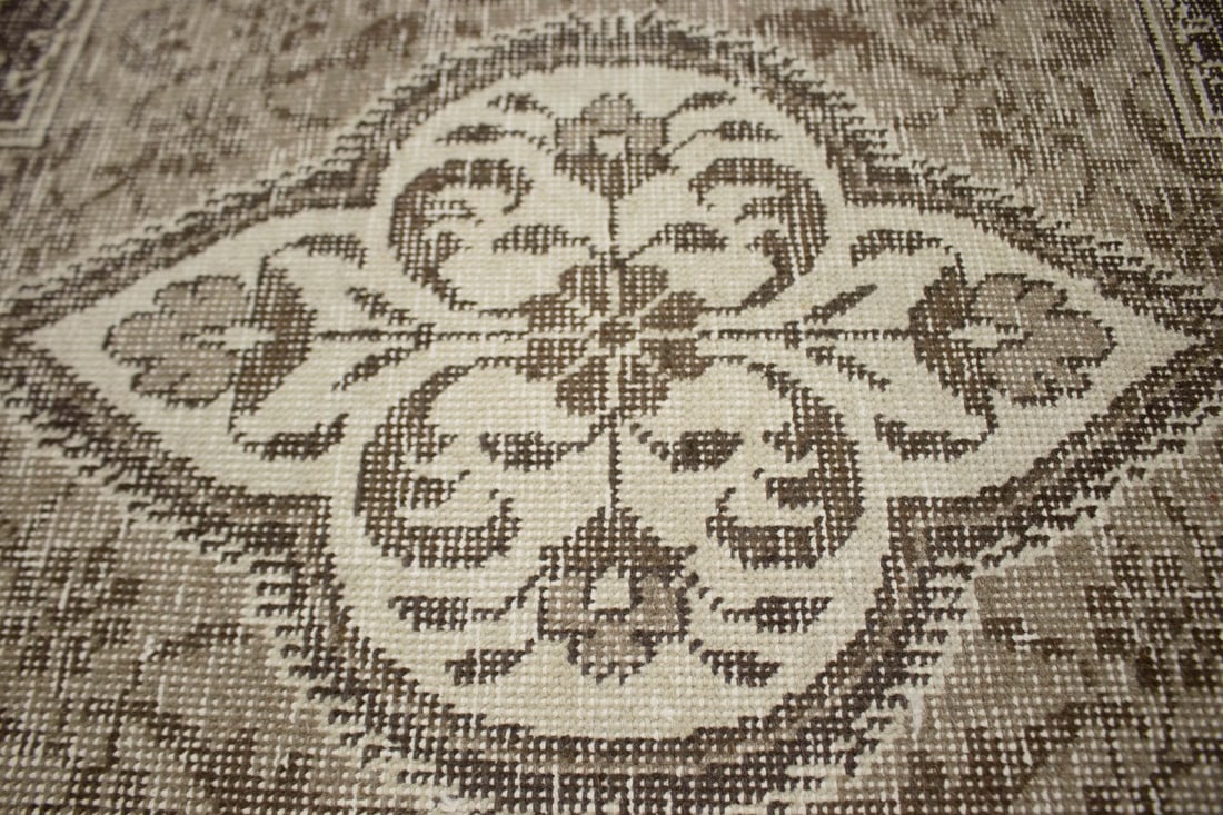 Traditional Floral Distressed 10X13 Muted Tabriz Persian Rug - 7