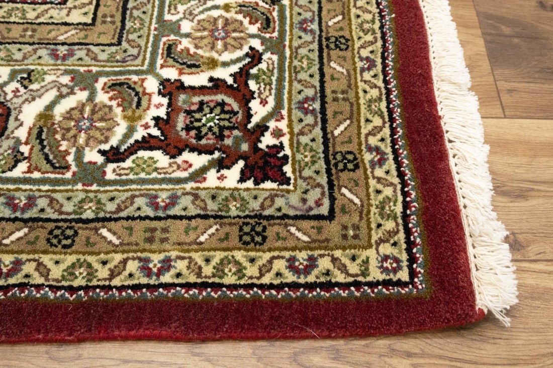 Red Floral Geometric 7X8 Tabriz Fish Mahi Oriental Rug - 10