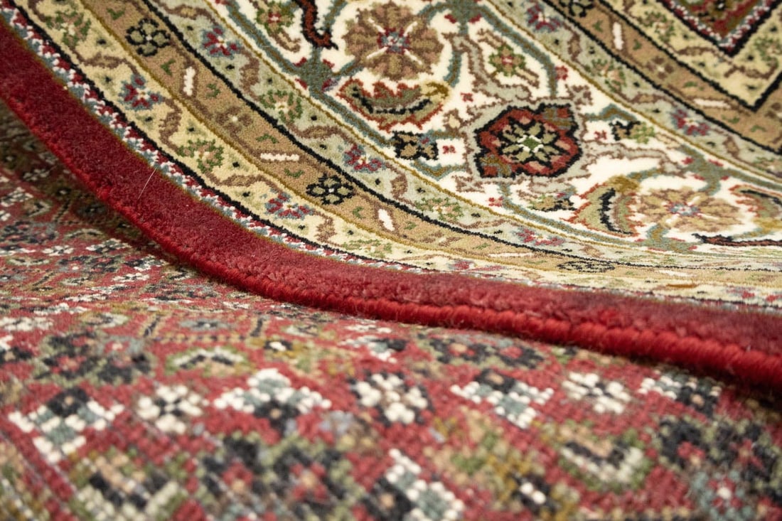 Red Floral Geometric 7X8 Tabriz Fish Mahi Oriental Rug - 15