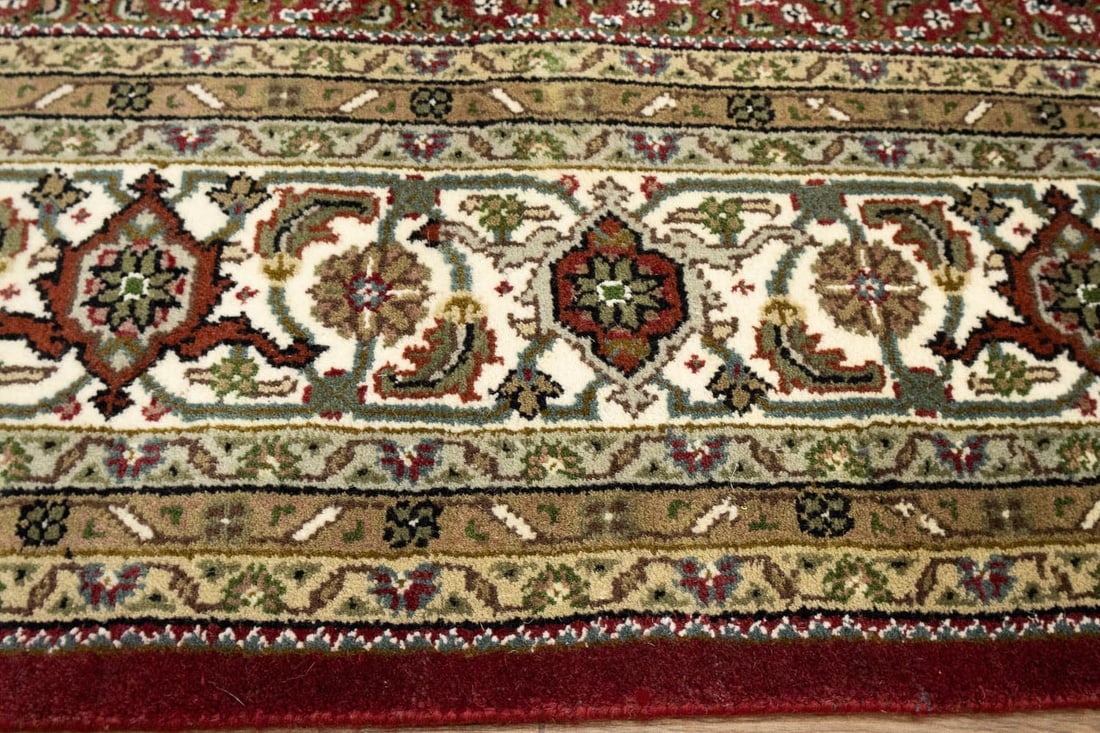 Red Floral Geometric 7X8 Tabriz Fish Mahi Oriental Rug - 9