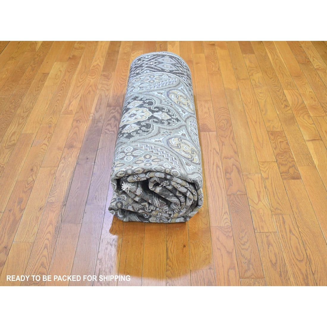 Wool & Silk Mughal Inspired Medallions Design Hand Knotted Brown Rug - 9