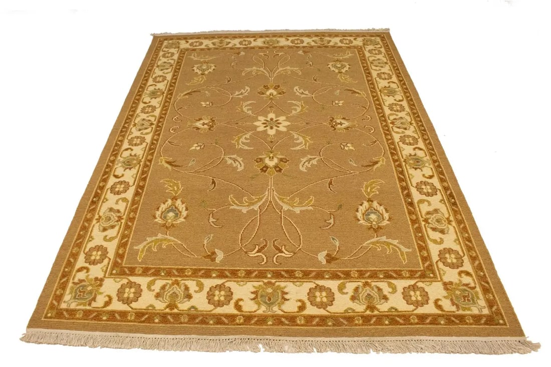 Khaki Floral 6X8 Sumak Oriental Rug - 11