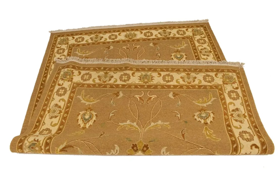Khaki Floral 6X8 Sumak Oriental Rug - 12