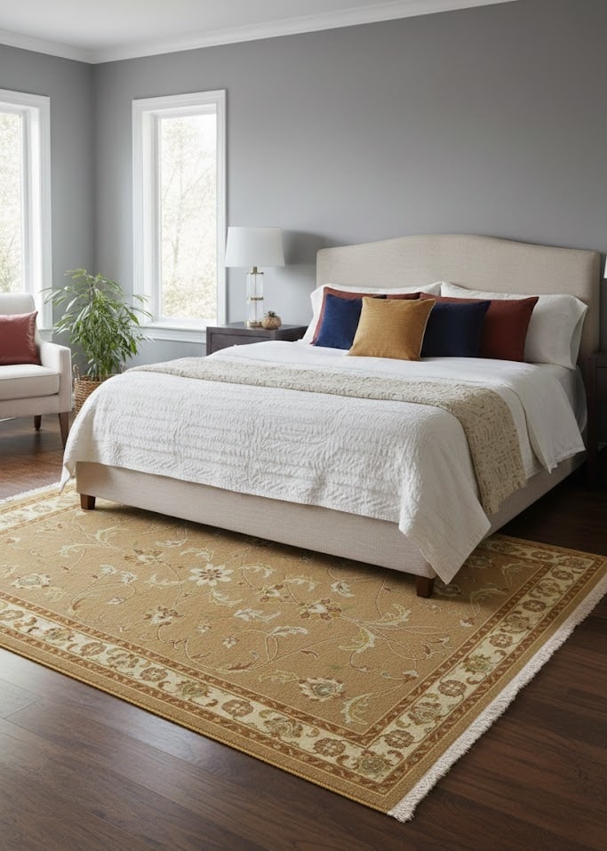 Khaki Floral 6X8 Sumak Oriental Rug - 2