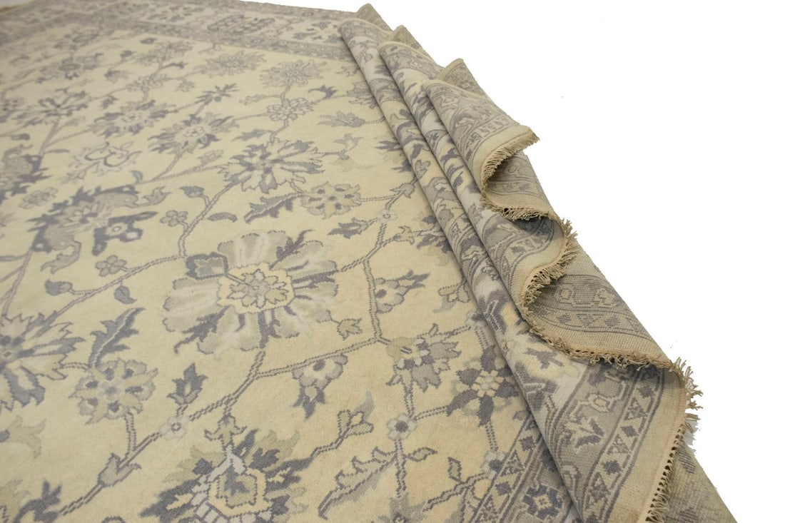 Vanilla Cream Floral 12X15 Oushak Chobi Oriental Rug - 17
