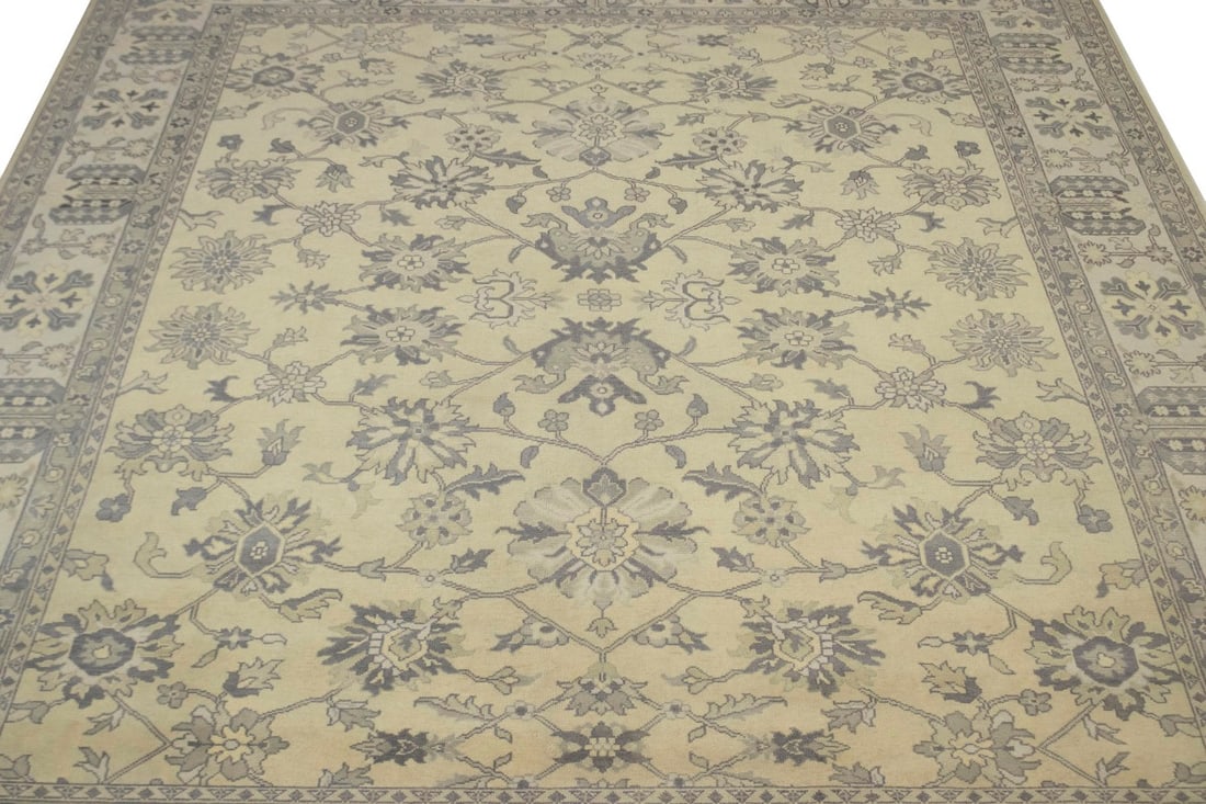 Vanilla Cream Floral 12X15 Oushak Chobi Oriental Rug - 4
