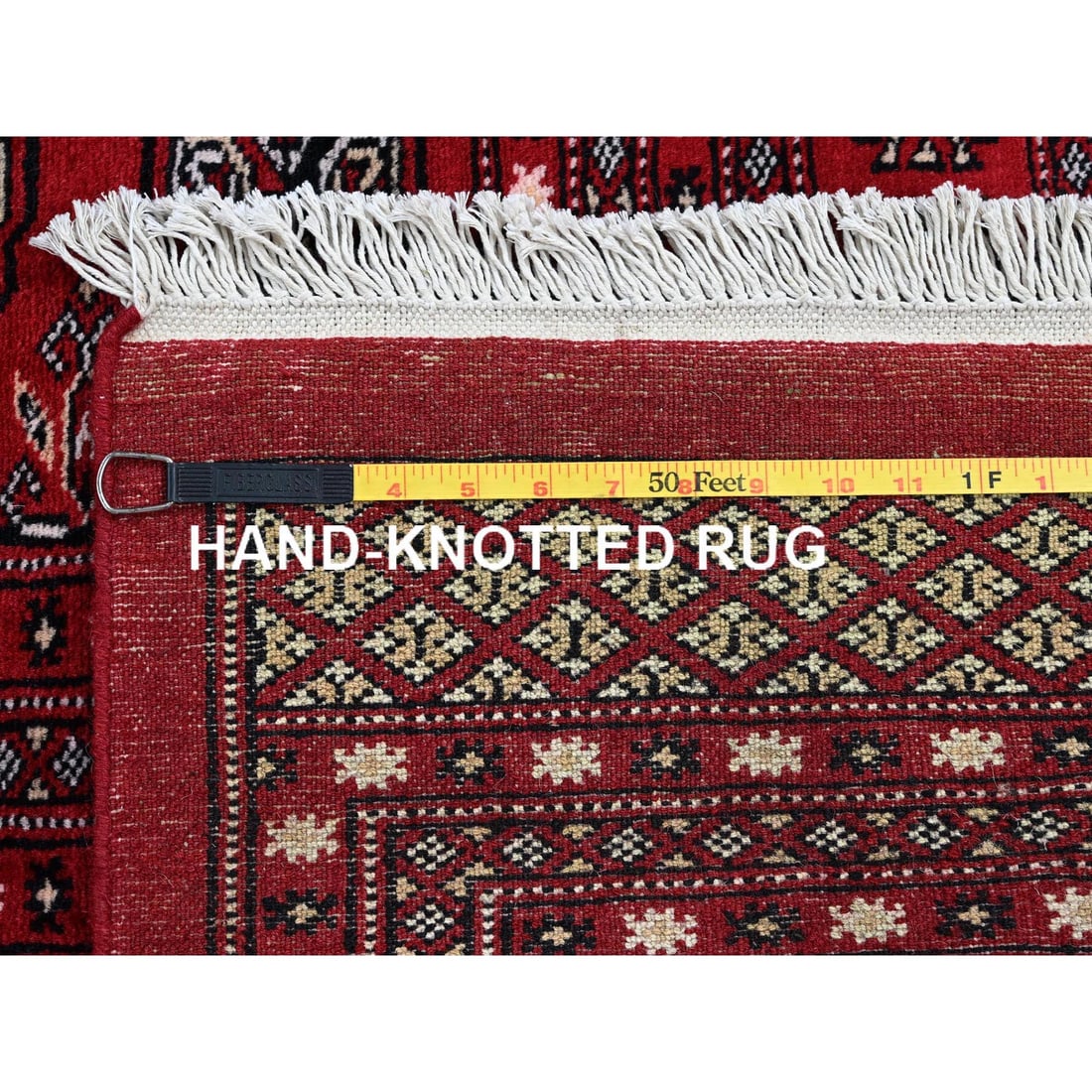 Red Princess Bokara Tribal Medallions Design Hand Knotted Wool Rug - 11