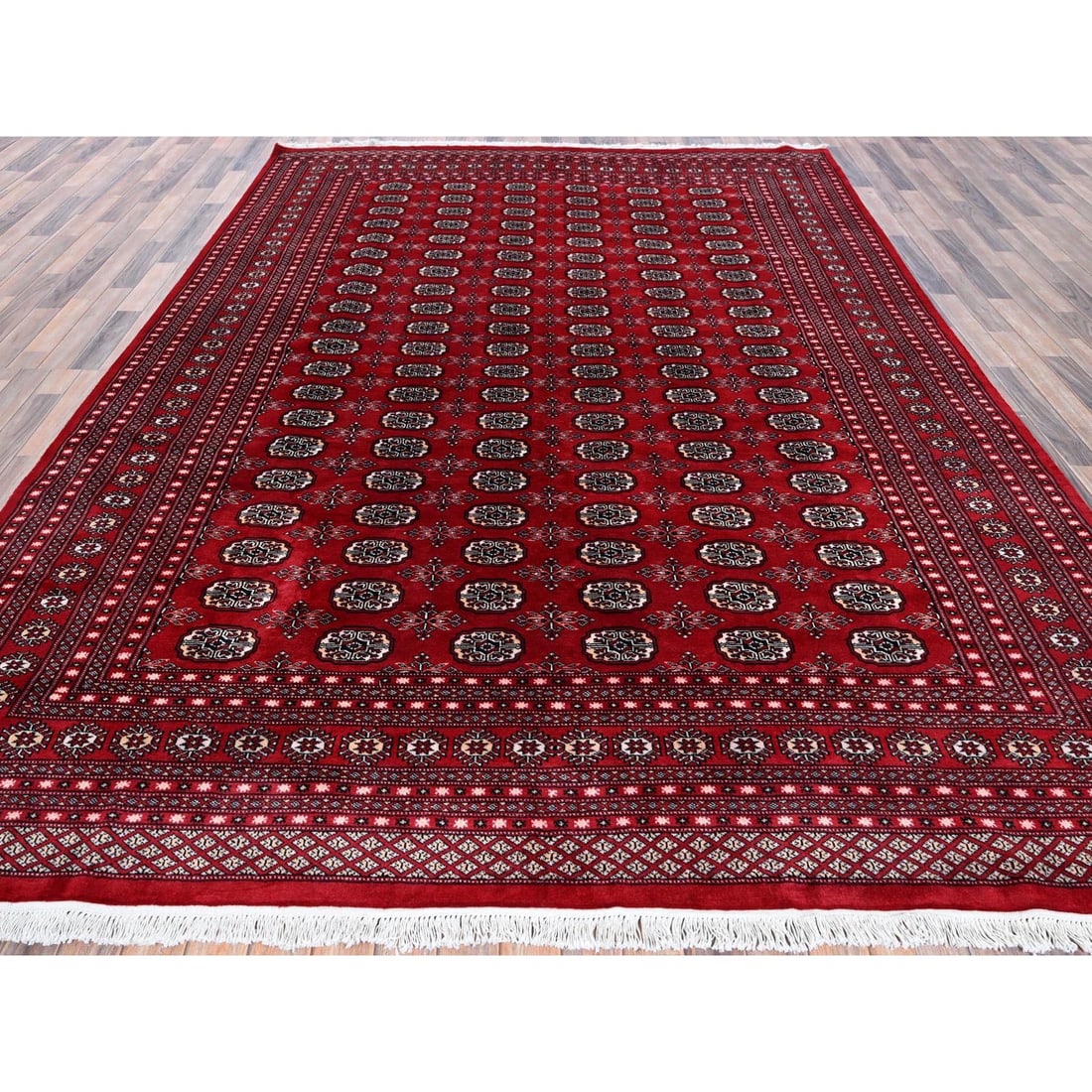 Red Princess Bokara Tribal Medallions Design Hand Knotted Wool Rug - 2