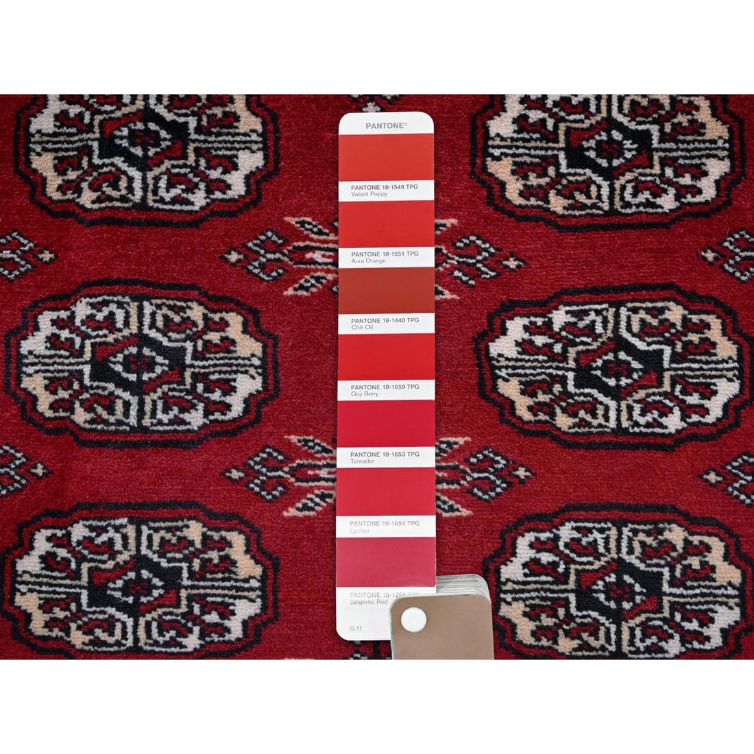 Red Princess Bokara Tribal Medallions Design Hand Knotted Wool Rug - 7