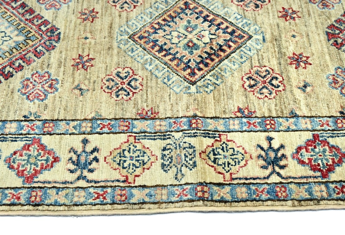 Beige Tribal Geometric 2'7X9'6 Kazak Pakistan Oriental Runner Rug - 10