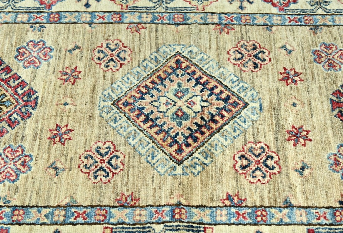 Beige Tribal Geometric 2'7X9'6 Kazak Pakistan Oriental Runner Rug - 8