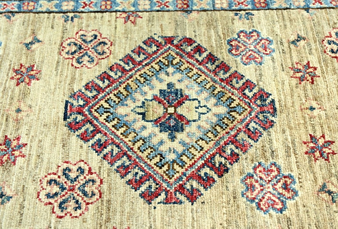 Beige Tribal Geometric 2'7X9'6 Kazak Pakistan Oriental Runner Rug - 9