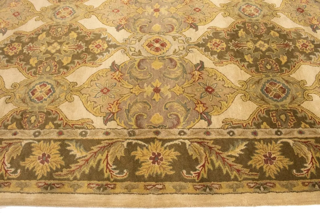 Cream Floral Modern 8X11 Oriental Hand-Tufted Rug - 10
