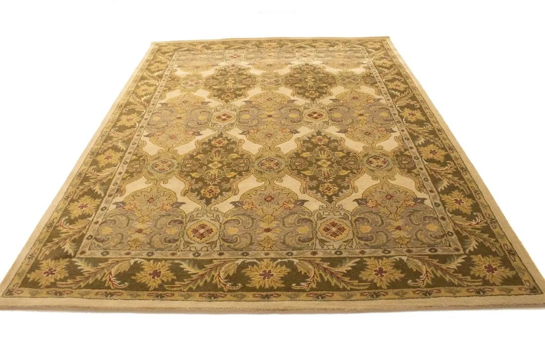 Cream Floral Modern 8X11 Oriental Hand-Tufted Rug - 13