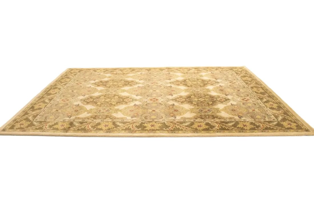 Cream Floral Modern 8X11 Oriental Hand-Tufted Rug - 6