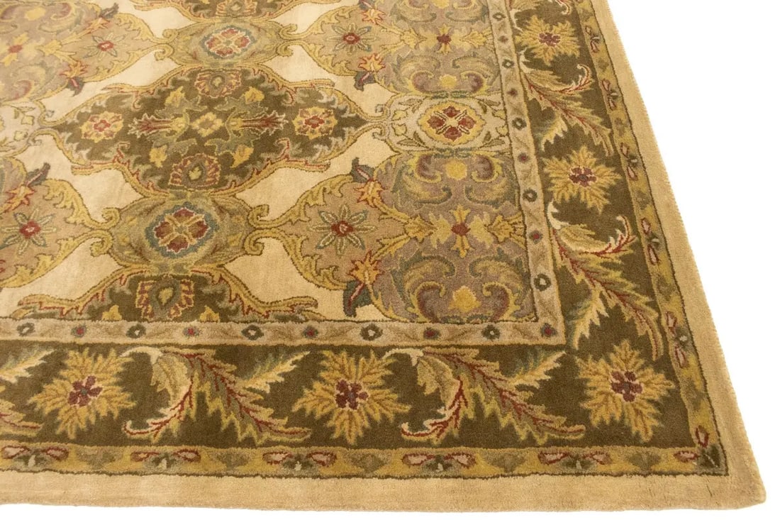 Cream Floral Modern 8X11 Oriental Hand-Tufted Rug - 9