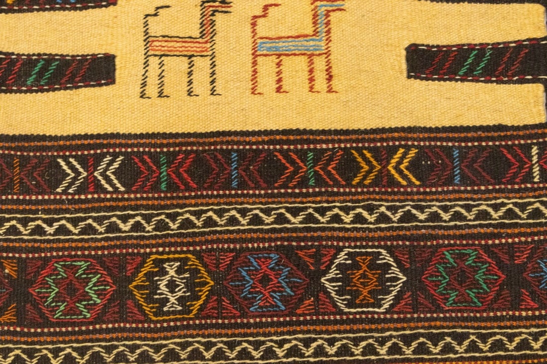 Beige Cream Tribal 3X5'7 Sumak Herati Persian Rug - 9