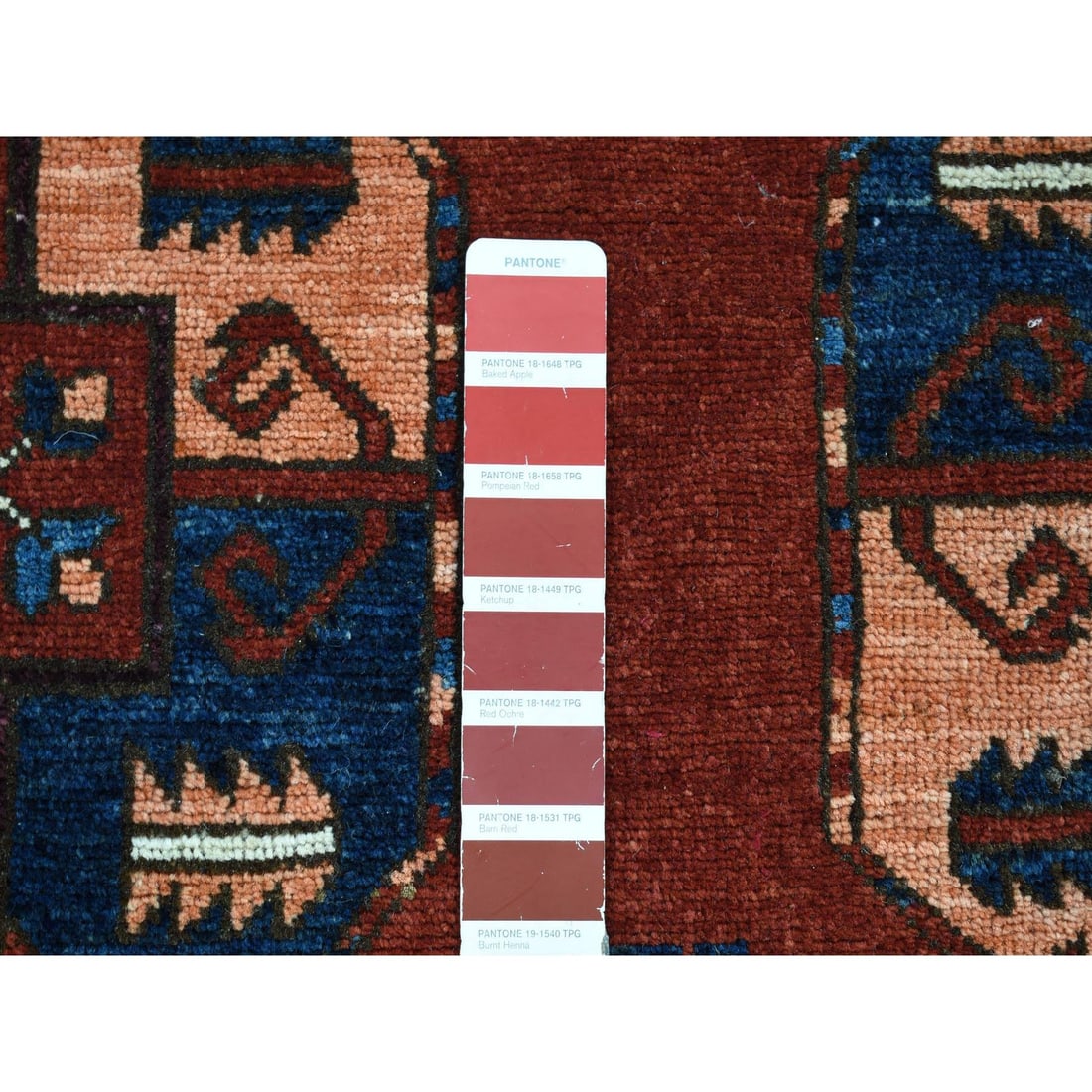 Rust Red, Afghan Ersari, Hand Knotted Pure Wool Oriental Rug - 3