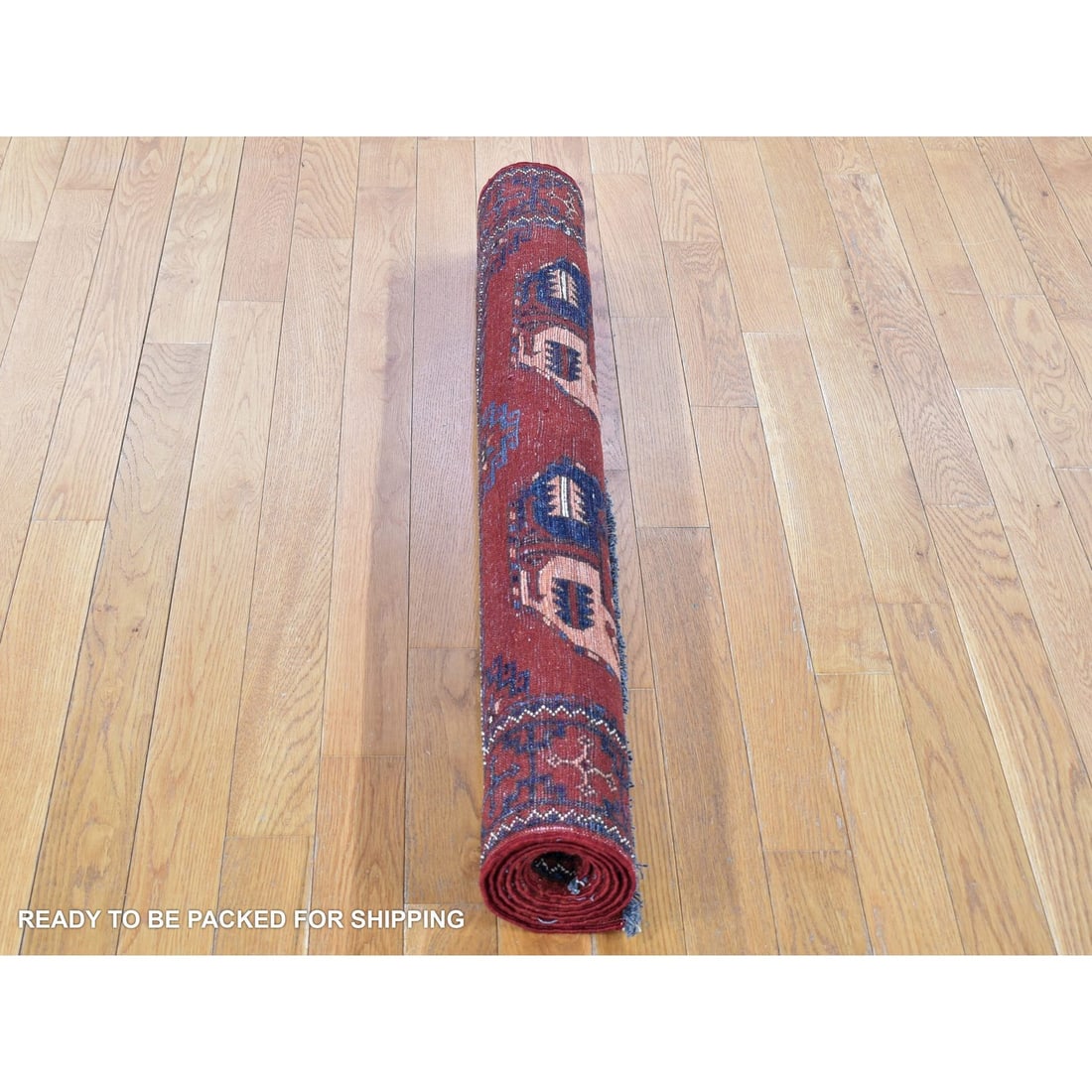 Rust Red, Afghan Ersari, Hand Knotted Pure Wool Oriental Rug - 6