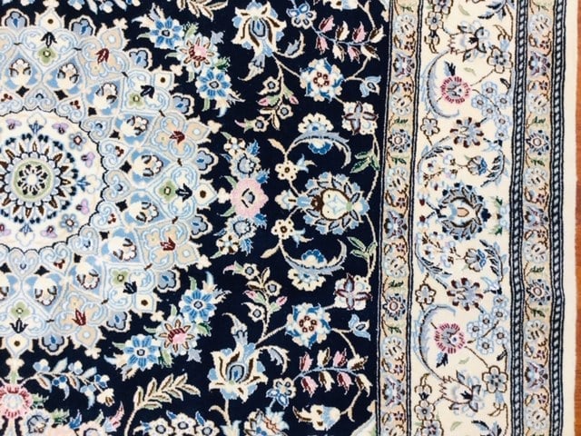 Fine Persian Silk and wool Persian Nain Rug-4539 - 6