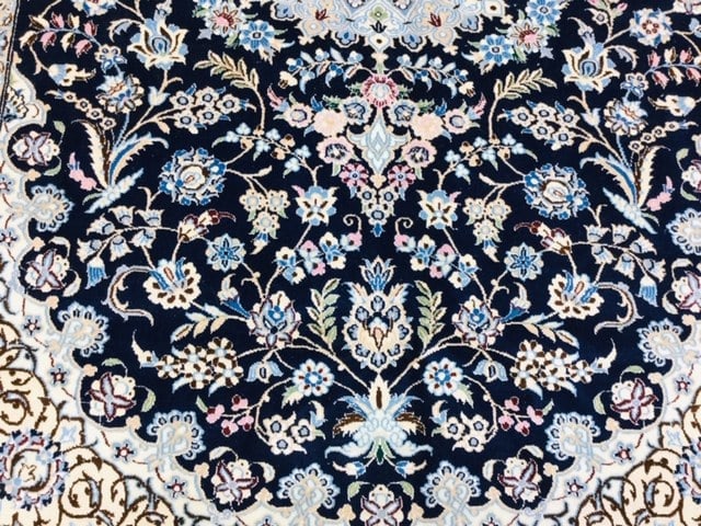 Fine Persian Silk and wool Persian Nain Rug-4539 - 7