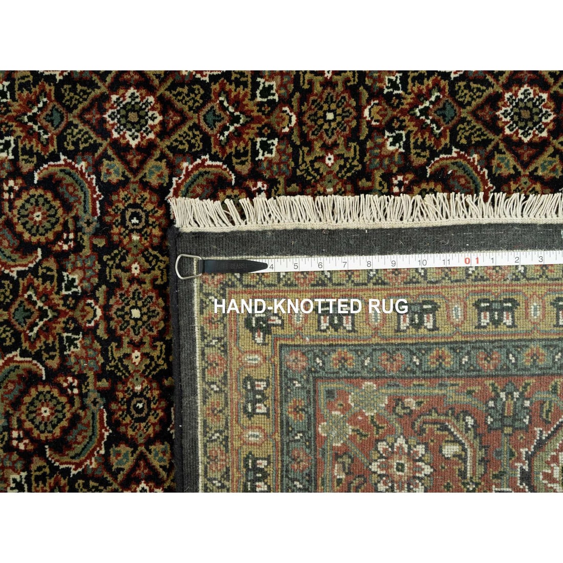 Jade Black Fish Pattern Herati Wool Hand Knotted Oriental Rug - 11