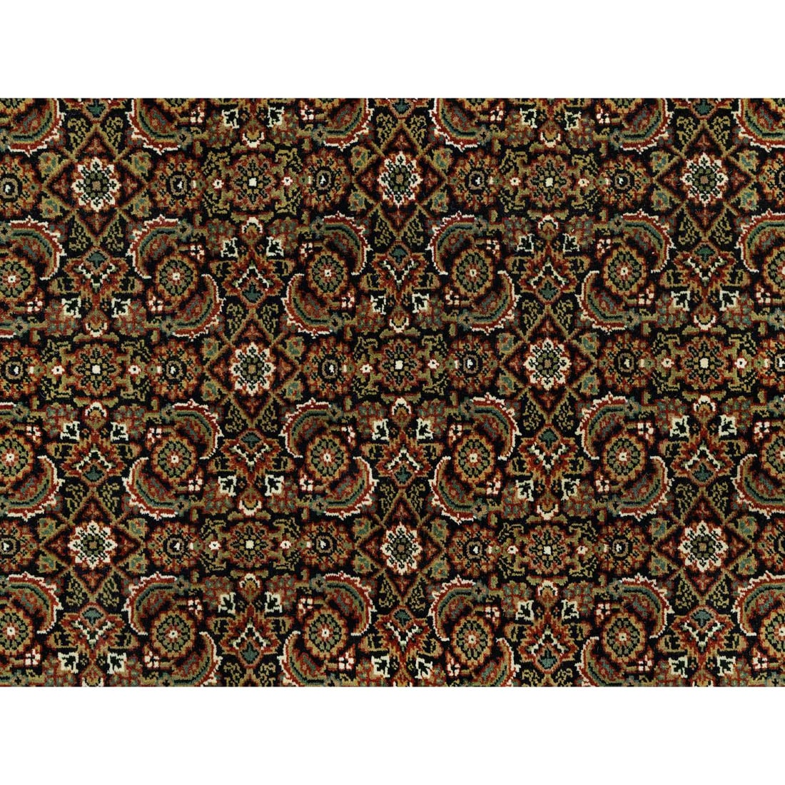 Jade Black Fish Pattern Herati Wool Hand Knotted Oriental Rug - 8