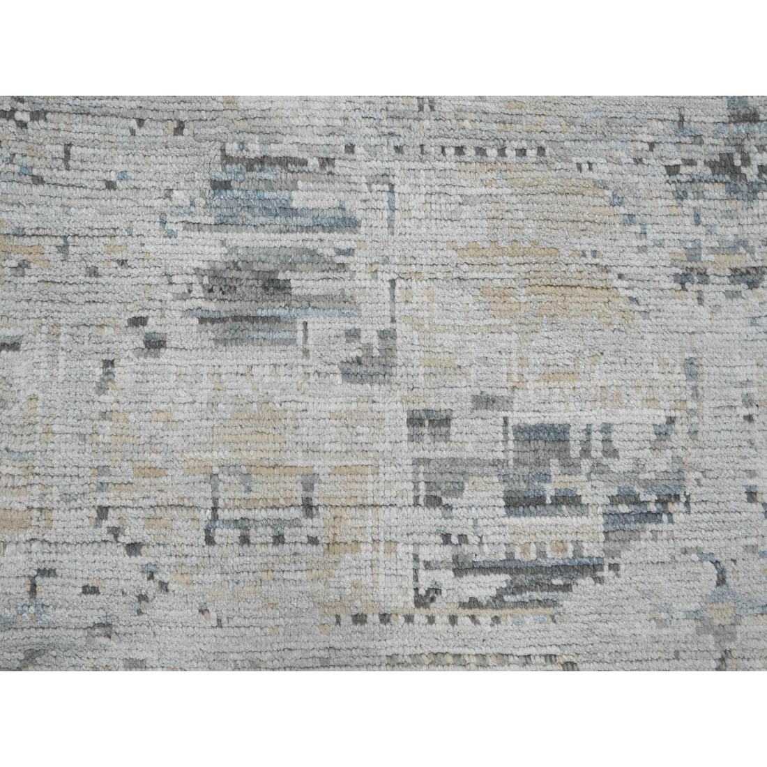 Gray Moroccan Weave Erased Elephant Feet Design Hand Knotted Wool Rug - 8