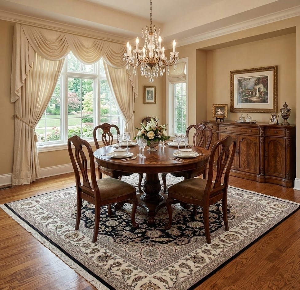 Black Classic Floral 8X8 Indo-Nain Oriental Square Rug - 3