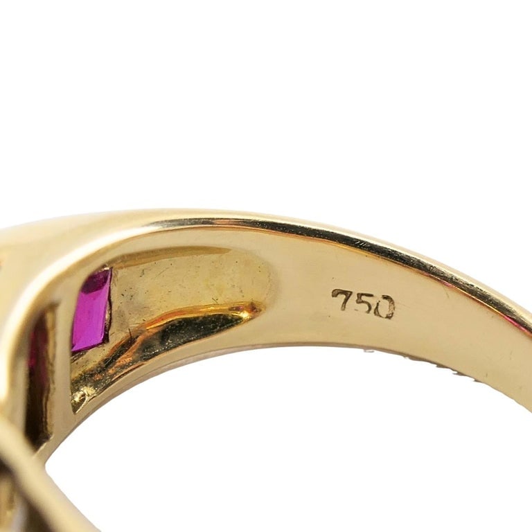 Tiffany & Co. 18k Gold Ruby Baguette Curved Band Ring, Size 5.5 - 9