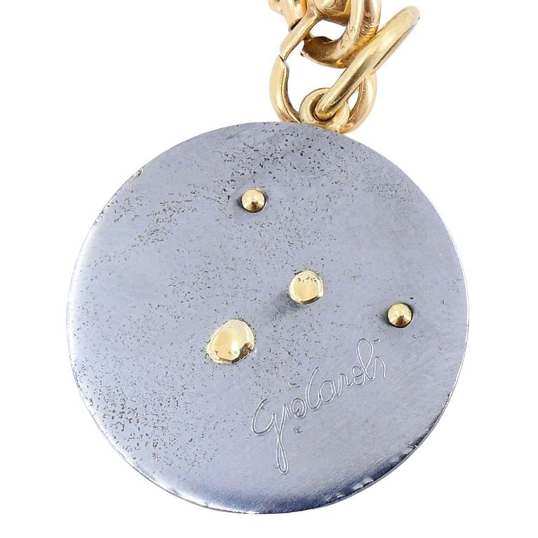 Giolaroh 18k Gold Hematite Yin Yang Pendant 14k Gold Watch Chain Necklace - 5