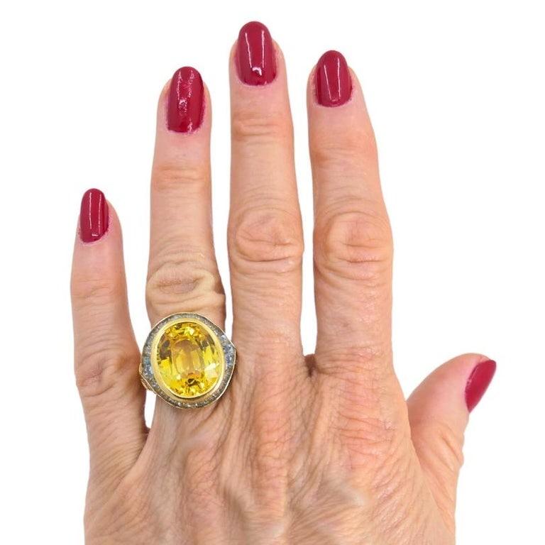 Bvlgari Bulgari Yellow Sapphire Ring Gold Aquamarine Diamond Vintage Jewelry - 3