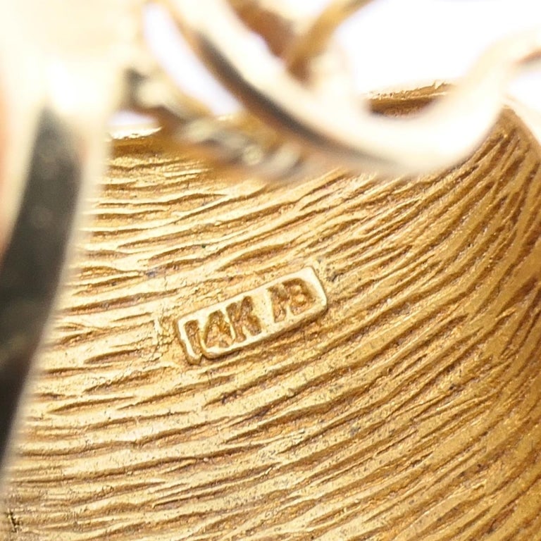Vintage 14k Gold Sculptural Hoop Earrings - 10