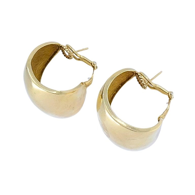 Vintage 14k Gold Sculptural Hoop Earrings - 5