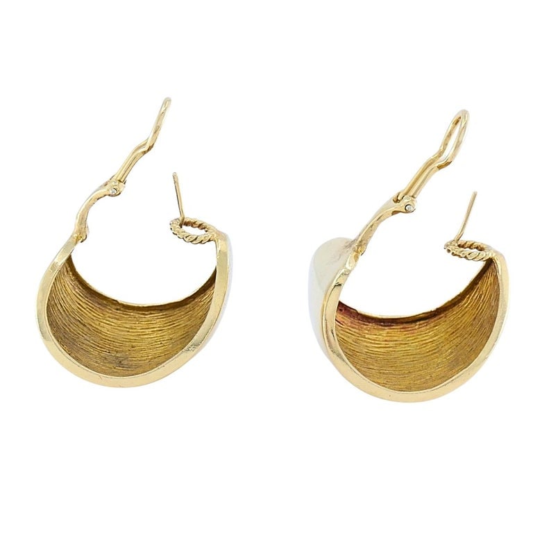 Vintage 14k Gold Sculptural Hoop Earrings - 6