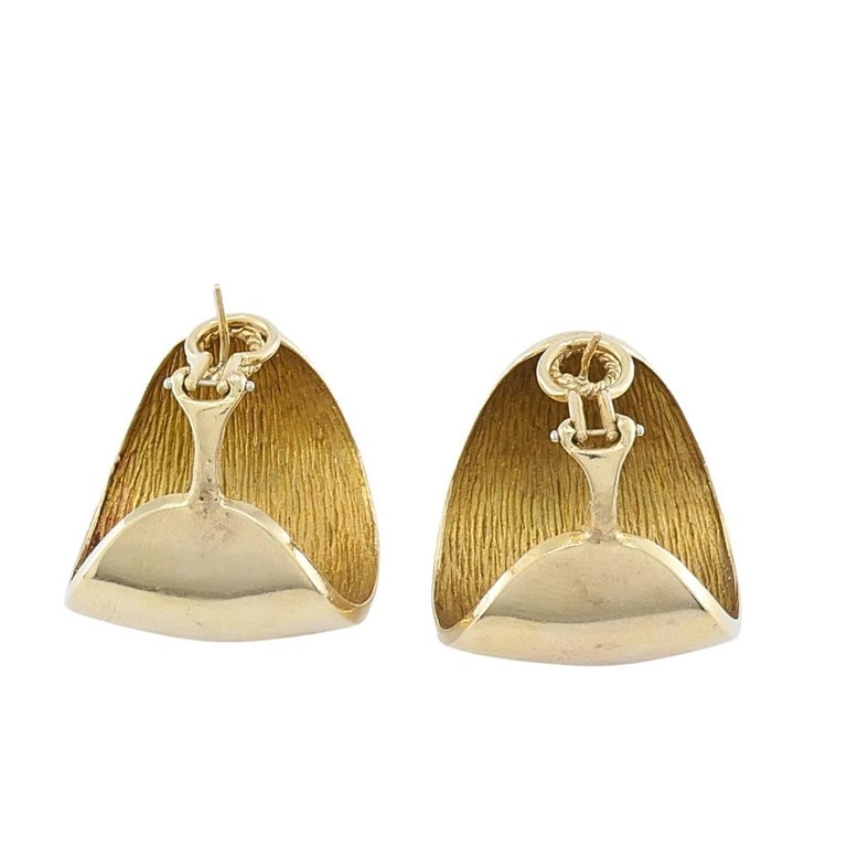 Vintage 14k Gold Sculptural Hoop Earrings - 8
