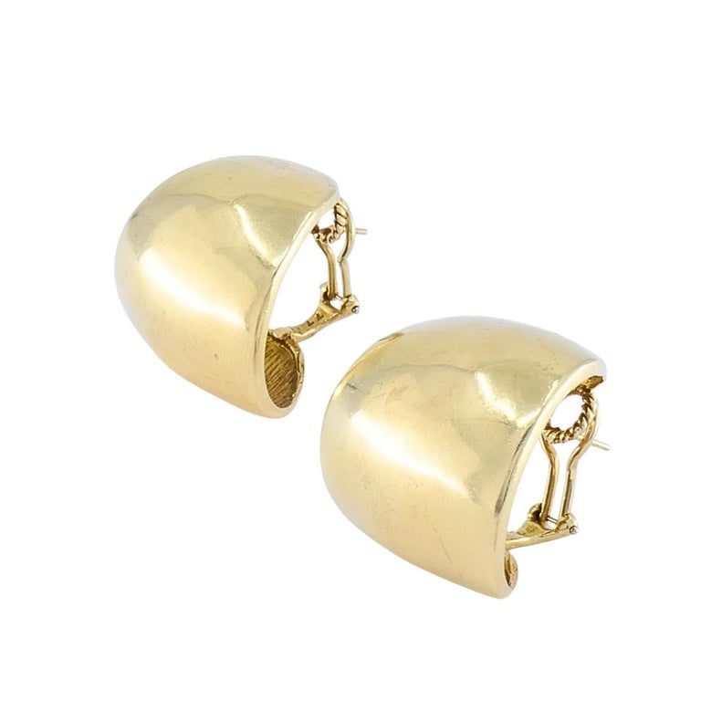 Vintage 14k Gold Sculptural Hoop Earrings - 9