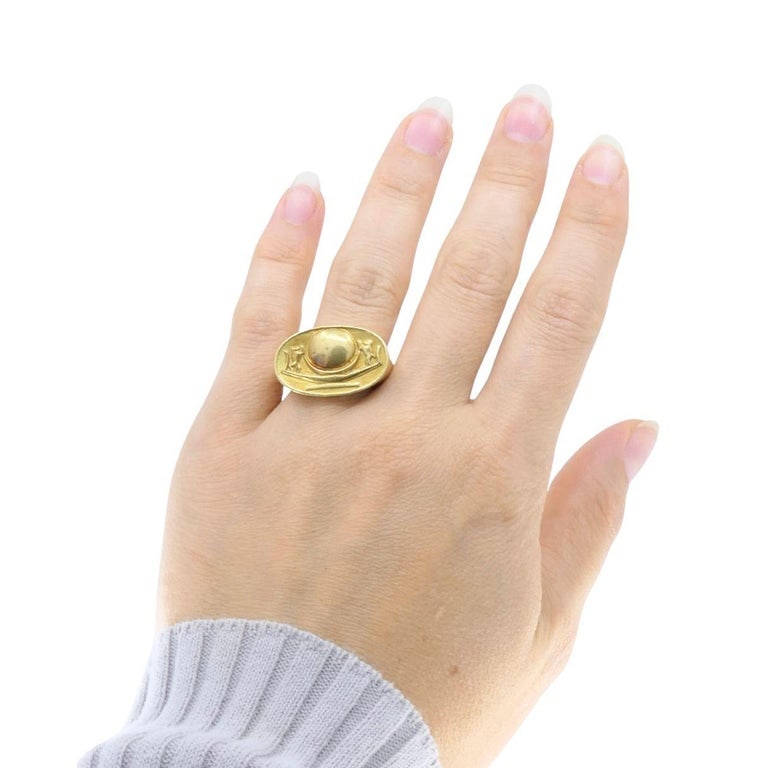 Vintage 1978 Egyptian Revival 18k Gold Signet Ring - 2