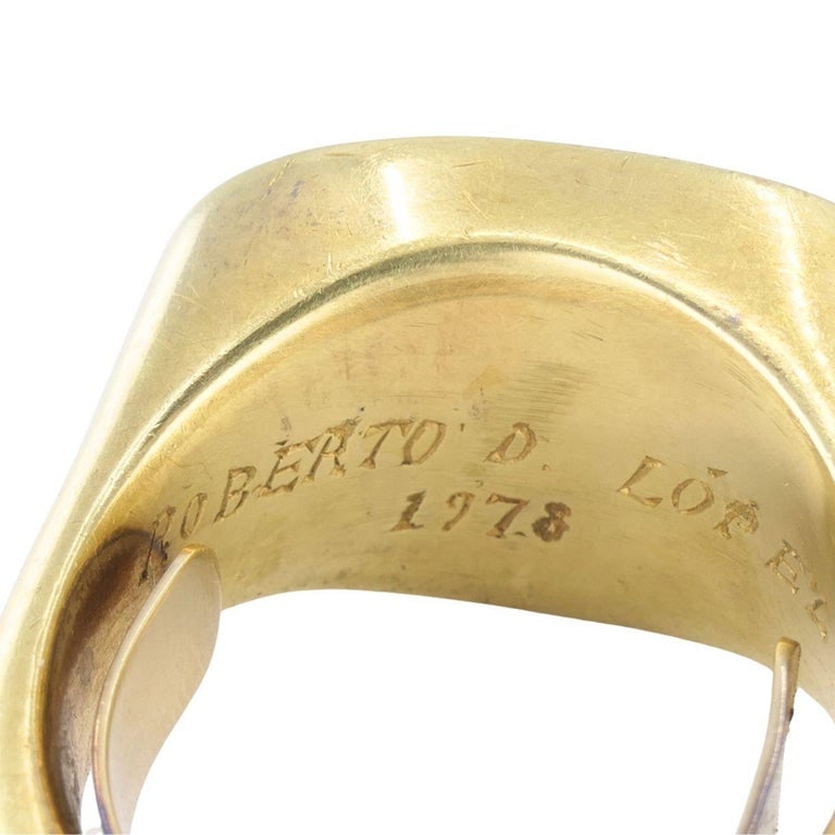 Vintage 1978 Egyptian Revival 18k Gold Signet Ring - 8