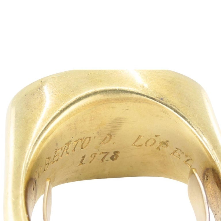 Vintage 1978 Egyptian Revival 18k Gold Signet Ring - 9