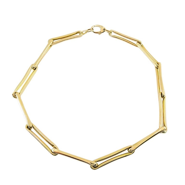 14k Gold Italian Elongated Bar Link Chain Necklace - 3