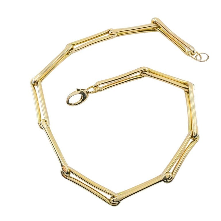 14k Gold Italian Elongated Bar Link Chain Necklace - 5