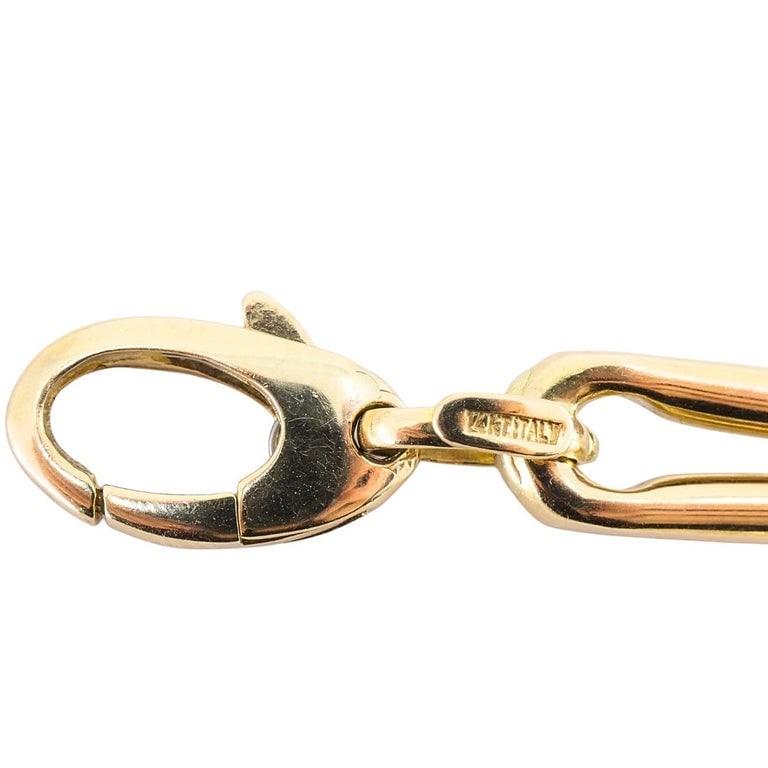 14k Gold Italian Elongated Bar Link Chain Necklace - 6
