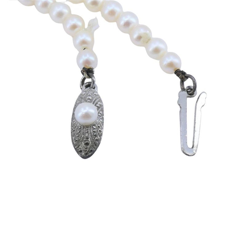 Vintage Mikimoto Akoya Pearl Graduated Necklace with Silver Clasp - 10