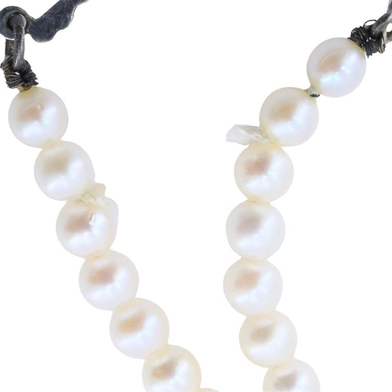 Vintage Mikimoto Akoya Pearl Graduated Necklace with Silver Clasp - 11