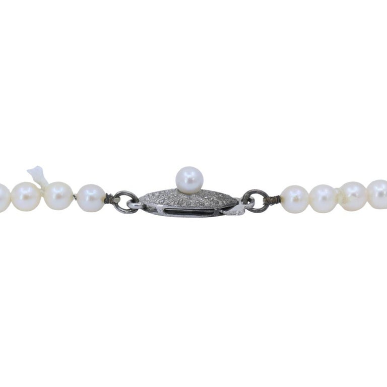Vintage Mikimoto Akoya Pearl Graduated Necklace with Silver Clasp - 7